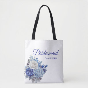 Aquarell Blau Blumenstrauß-Brautjungfern-Geschenk- Tasche