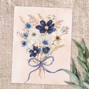 Aquarell Blau Blumenstrauß Floral Postkarte