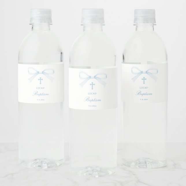 Aquarell Blau Bogen Taufe (Flaschen)
