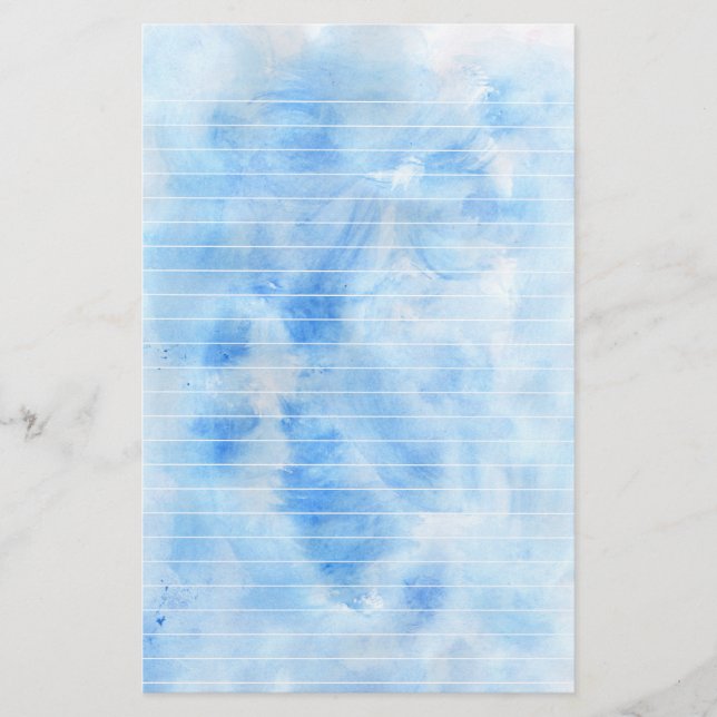 Aquarell-Blau gezeichnetes Briefpapier (Vorderseite)