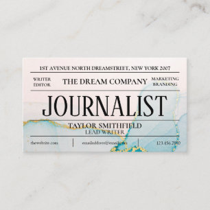 Aquarell Blau Gold Zeitung Vintage Visitenkarte