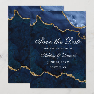 Aquarell Blau Goldmarmor Achat Geode Save The Date
