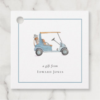 Aquarell Blau Golfwagen Golfer Geschenkanhänger