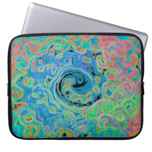 Aquarell Blau Groovy Abstrakt Retro Flüssigkeitswi Laptopschutzhülle