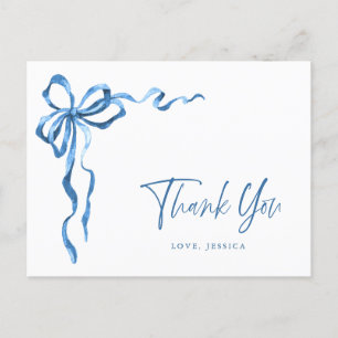 Aquarell Blau Handgezeichneter Bogen Danke Postkarte