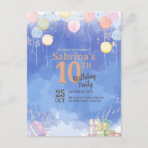 Aquarell Blau Himmel Ballon Einladungs Postkarte