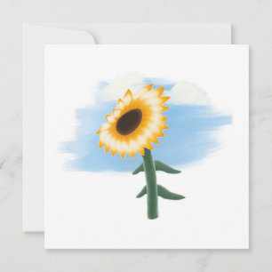 Aquarell Blau Himmel und Gelbe Sonnenblumen Kunst  Karte