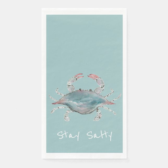 Aquarell Blau Krabbe Serviette (Vorderseite)