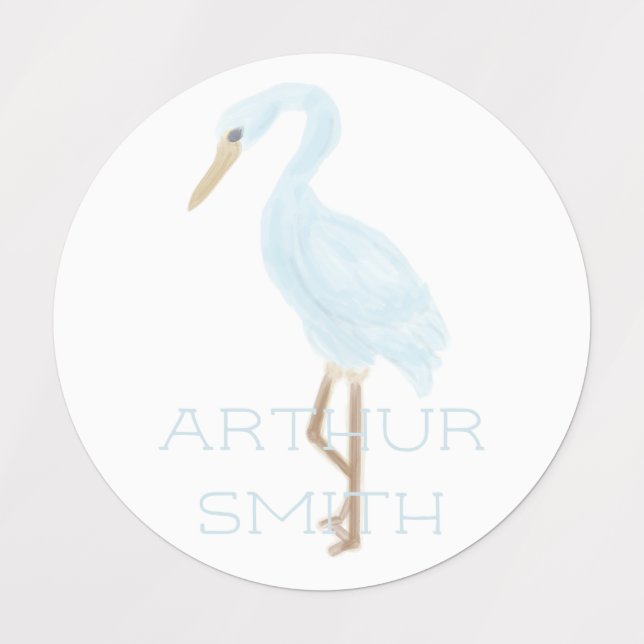 Aquarell Blau Kran Etiketten (Design 1)