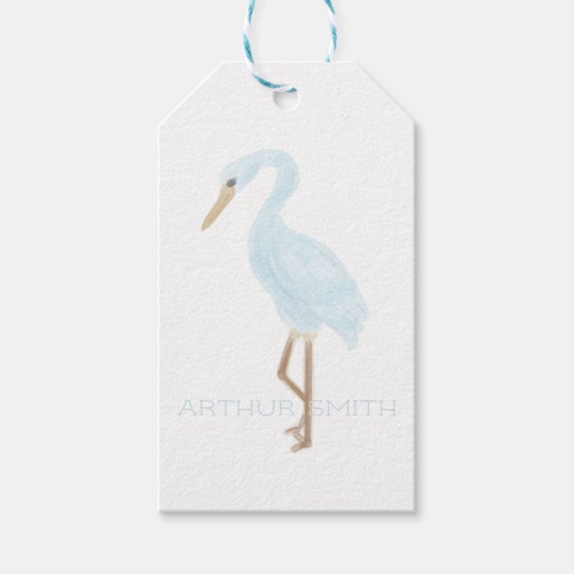 Aquarell Blau Kran Geschenkanhänger (Vorderseite)