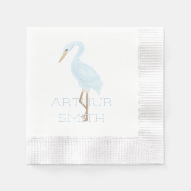 Aquarell Blau Kran Serviette (Vorderseite)