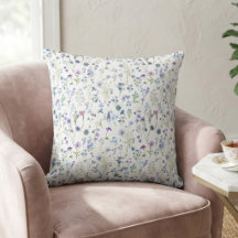 Aquarell Blau Lila Wildblumen Blumenmuster 
