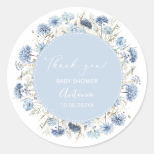 Aquarell Blau Mädchen Junge Baby-Party Runder Aufkleber