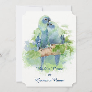 Aquarell Blau Papagei Tropenvogel Hochzeit Einladung