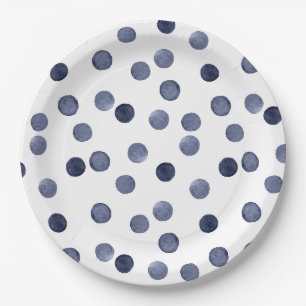 Aquarell Blau Tupfen  Pappteller