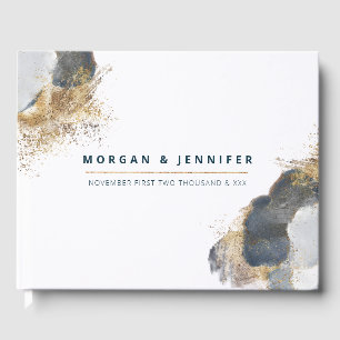 Aquarell Blau und Gold Elegant Gästebuch