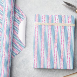 Aquarell Blau und Rosa Streifen Geschenkpapier