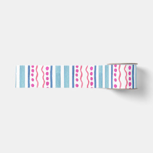 Aquarell Blau und Rosa Streifen Ripsband