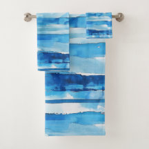 Aquarell Blau-Weiß-Gestreift