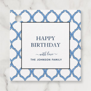 Aquarell Blau & weiße Happy Birthday Geschenkanhän Geschenkanhänger