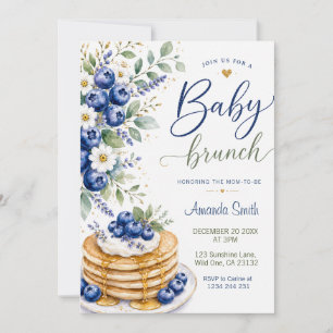 Aquarell Blaubeer-Baby-Brunch-Baby-Shower Einladung