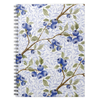 Aquarell Blaubeer Botanisch in Blau Grün Weiß Notizblock