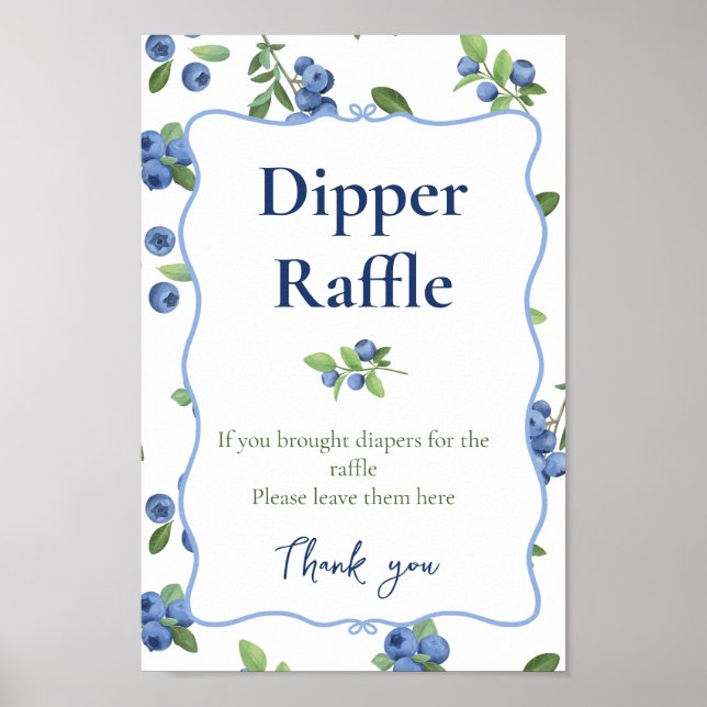 Aquarell Blaubeer Windel-Raffle Poster (Vorne)