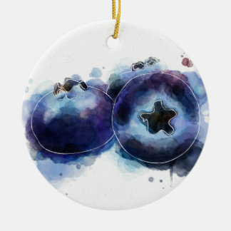 Aquarell-Blaubeeren Keramik Ornament