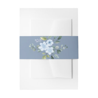 Aquarell Blaue Blumenmuster Einladungsbanderole