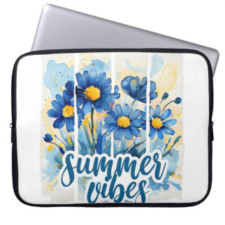 AQUARELL BLAUE & GELBE GÄNSEBLÜMCHEN UND SOMMERSTI LAPTOPSCHUTZHÜLLE
