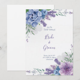 Aquarell Blaue Hortensie Lila Lavendel Blumen Einladung