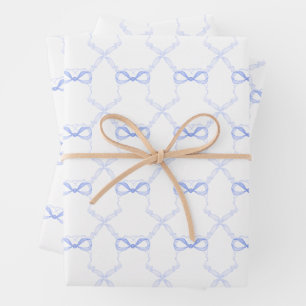 Aquarell Blaue Schleifen Geschenkpapier Set