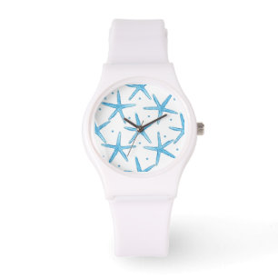 Aquarell-blaue Seesternchen-Vereinbarung Armbanduhr