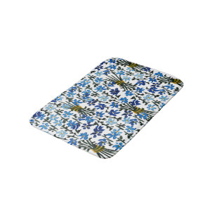 Aquarell Blaue Wildblumen Boho Chic Badematte