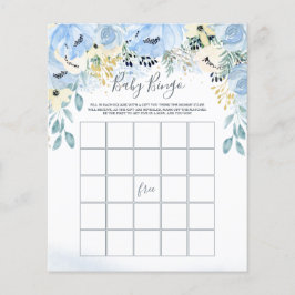 Aquarell Blauer Baby Dusche Bingo Spiel
