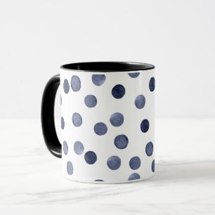 Aquarell . Blauer Tupfen Tasse