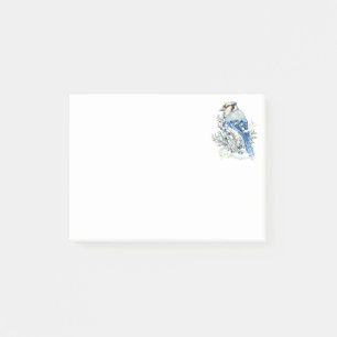 Aquarell Blauhäher Vogel Blaubeeren Landkunst Post-it Klebezettel