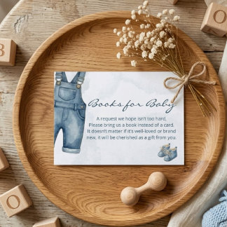 Aquarell Blaujeans-Baby-Shower-Bücher für Baby Begleitkarte