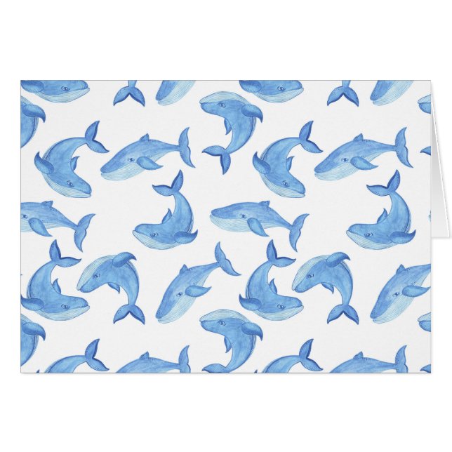 Aquarell-Blauwal-Muster (Vorderseite (Horizontal))