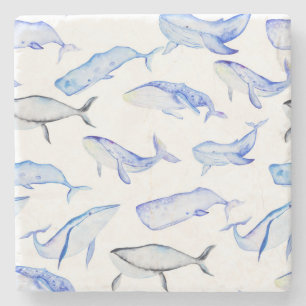 Aquarell-Blauwal-Muster Steinuntersetzer