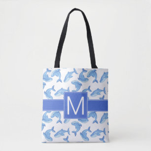 Aquarell-Blauwal-Muster Tasche