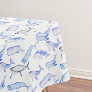 Aquarell-Blauwal-Muster Tischdecke