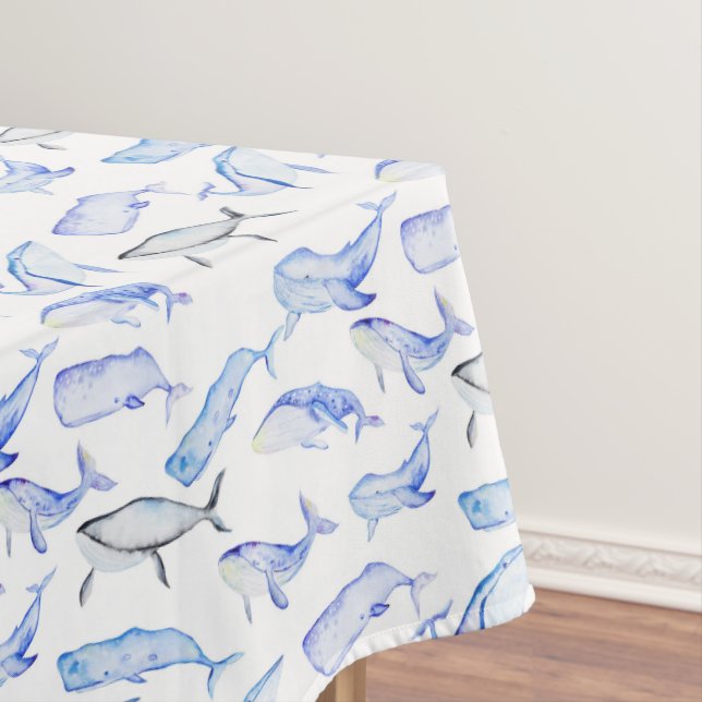 Aquarell-Blauwal-Muster Tischdecke (Beispiel)