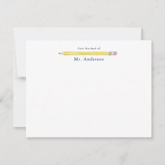 Aquarell-Bleistift-Lehrer Personalisiert  Mitteilungskarte