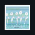 Aquarell Blue Birthday Kids Tulip Paper Napkin Serviette<br><div class="desc">Schönes Aquarell PAPER PARTY NAPKINS für ein kleines Mädchen Geburtstagsparty mit Tulpen auf blauem Gradientenhintergrund. Dieses Design passt zur Haupteinladung für ein Mädchen mit einer Katze auf schönen rosa Tulpen. Sie können Papierkappen und Teller mit dem gleichen Design finden. Aktualisieren Sie den Text nach Ihren Wünschen.</div>