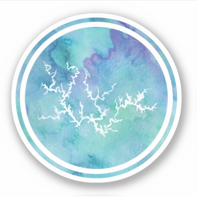 Aquarell Blue Smith Lake Einfache Aufkleber (Vorderseite)