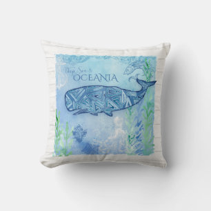 Aquarell Blue Whale Beach Octopus Starfish Decke Kissen