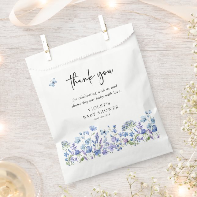 Aquarell Blue Wildblume Baby Dusche Geschenktütchen (Ausgeschnitten)
