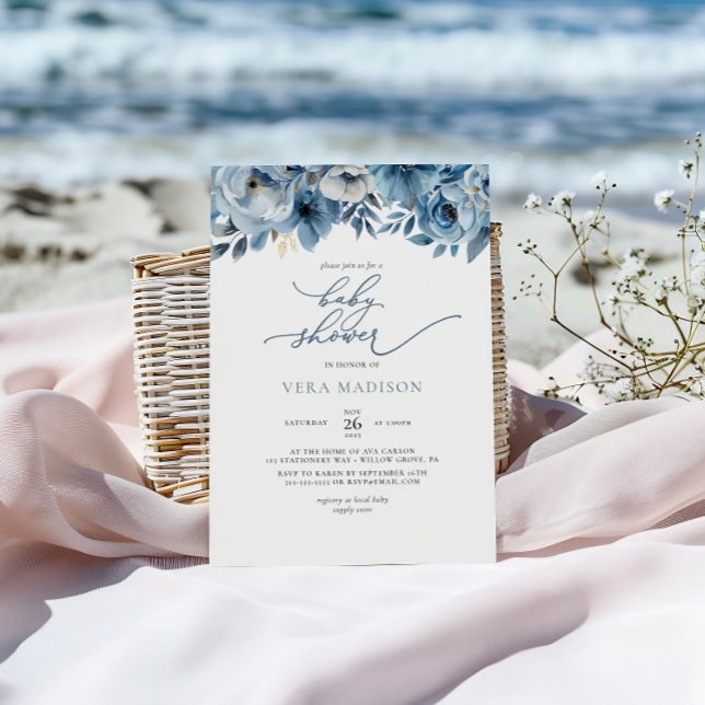 Aquarell Blue Winter Baby Dusche Einladung (Von Creator hochgeladen)