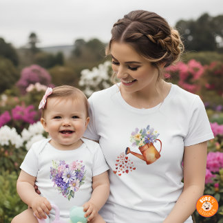 Aquarell-Blühendes-Herz-Blumen-Koordiniertes-Outfi Baby Strampler